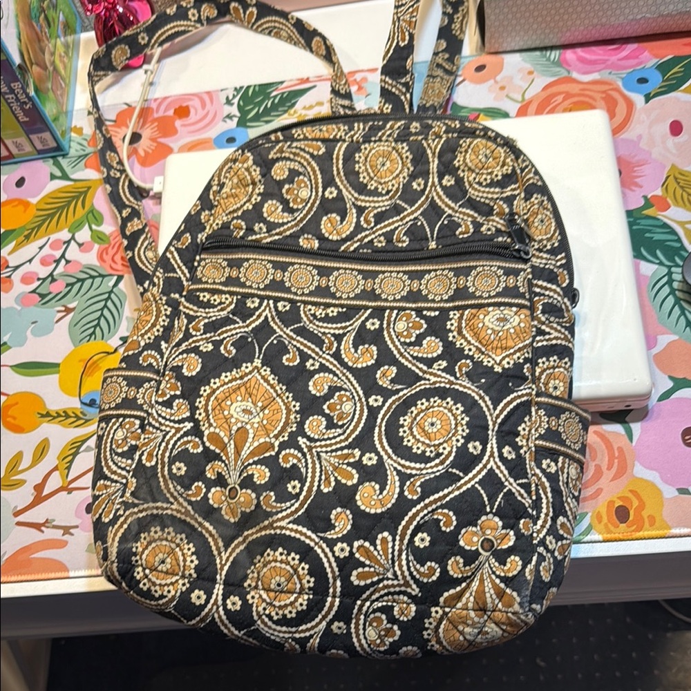 Vera Bradley Black and Gold Paisley Backpack